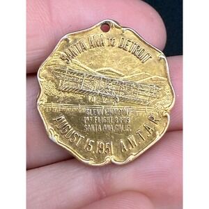Vintage Sterling Silver Memorial Flight Charm 1951 Santa Ana to Detroit